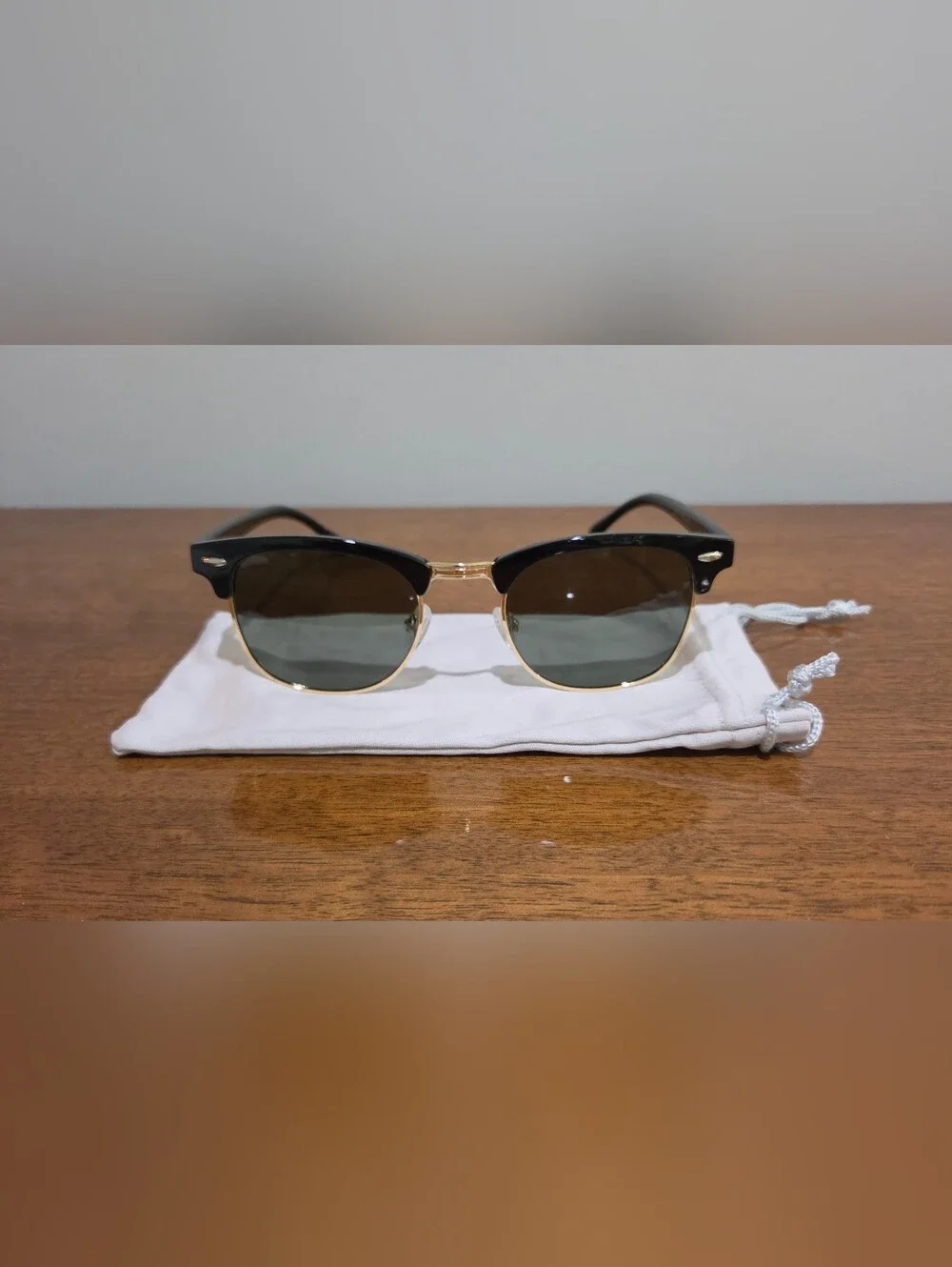 New Black Belmonte Bliss Browline Sunglasses with Black & Gold Accents
